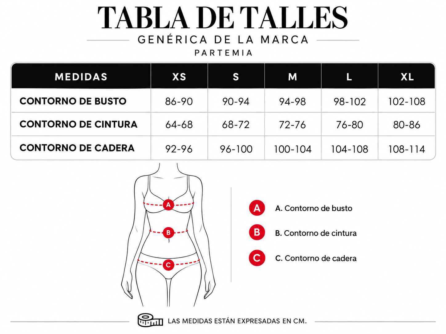 Tabla de talles Camisas ParteMia